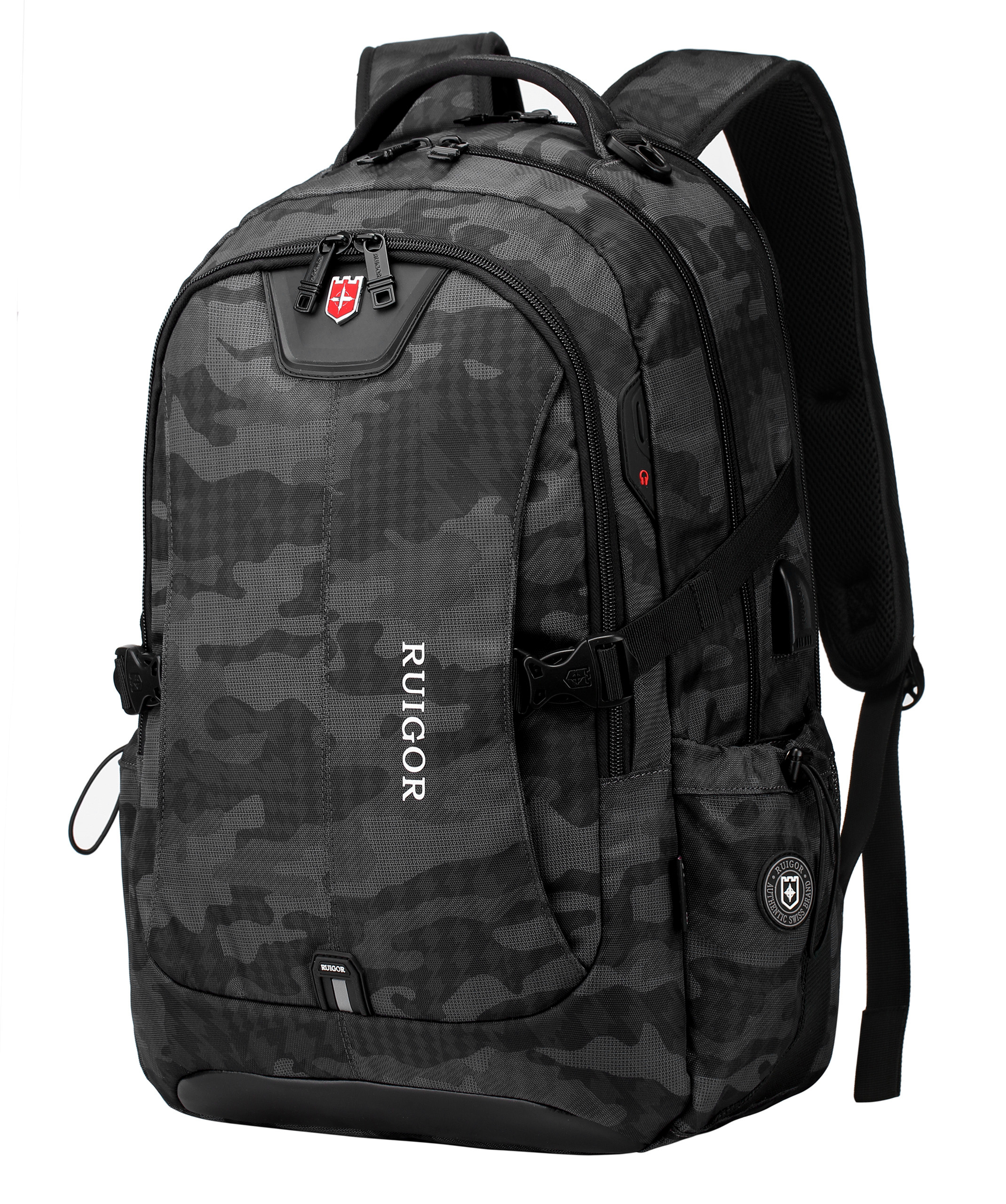 Backpack USB Camo Black Large  RUIGOR ICON 47 - Swiss Ruigor